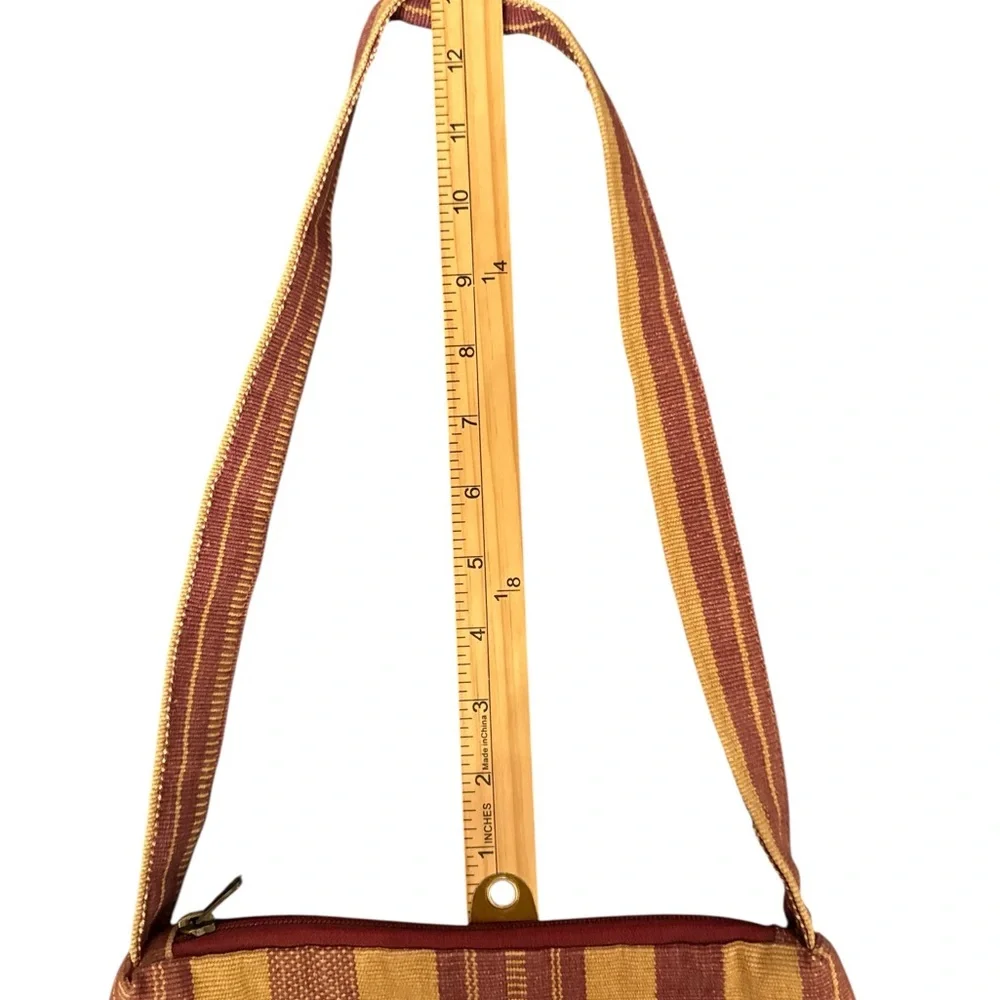 Boho Striped Shoulder Bag in Tan and‎ Brick Red